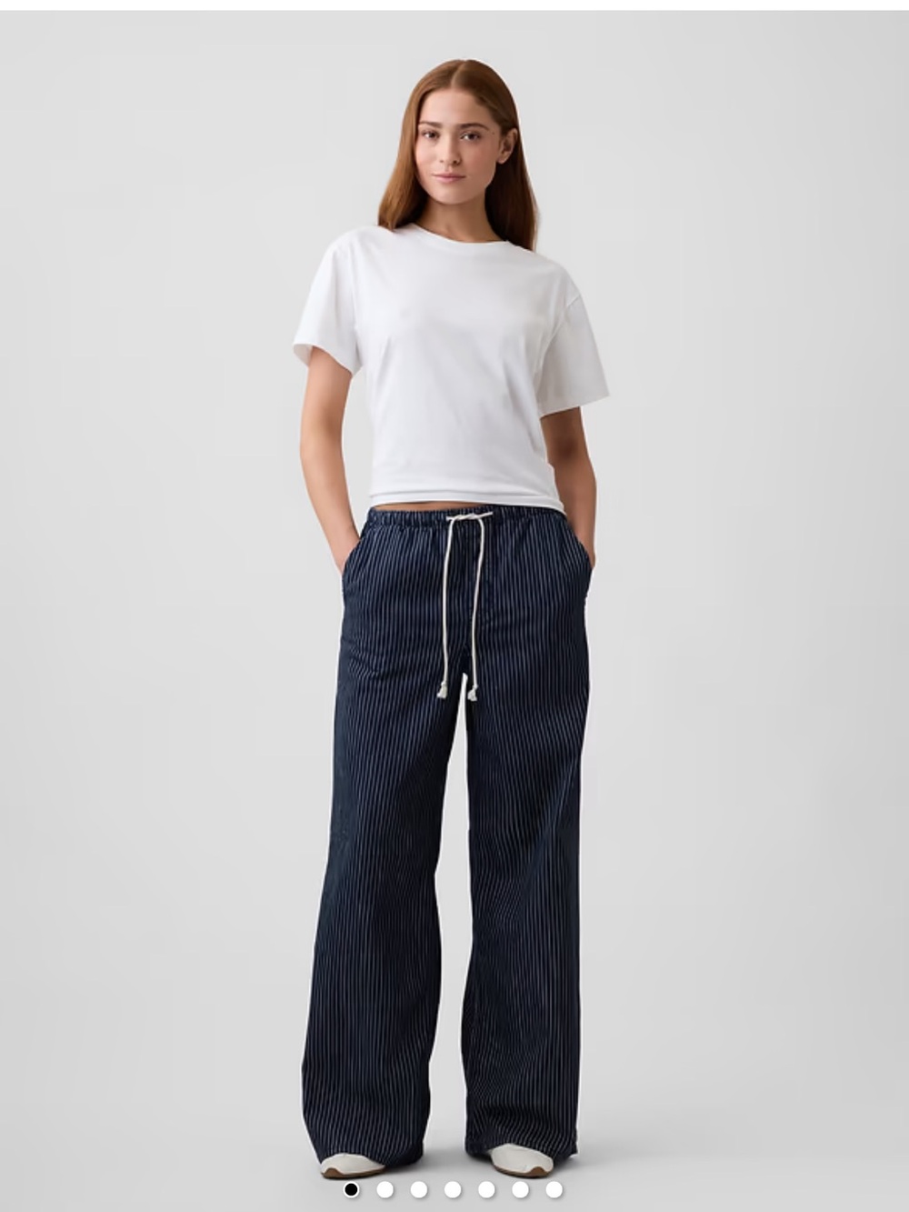 NWT GAP Navy Pinstripe Wide-Leg Pull-On Jeans